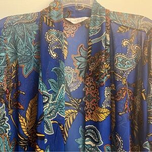 Susan Graver Blue and Gold Paisley Top